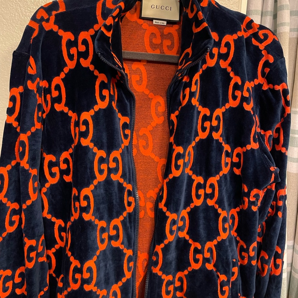 *SOLD*GUCCI COTTON VELVET ZIP-UP JACKET LIMITED EDITION RETAILS $2000+ - Picture 1 of 9